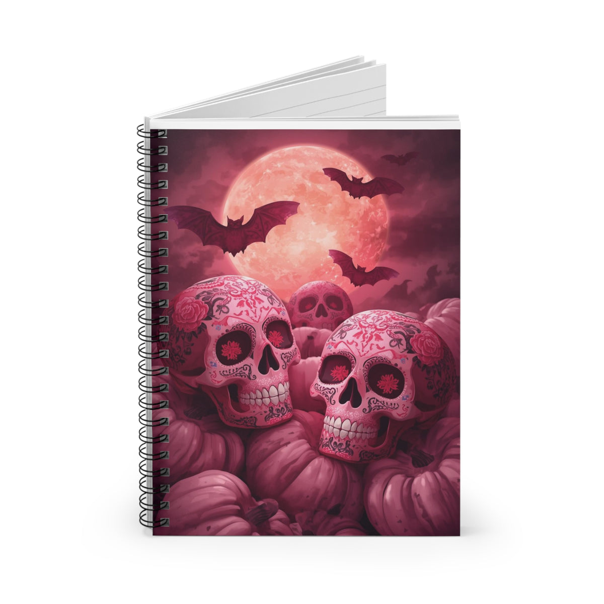 Spooky Skull Spiral Notebook | Gothic Journal, Halloween Gift, Ruled Pages, Pumpkin Decor, Artistic Stationery