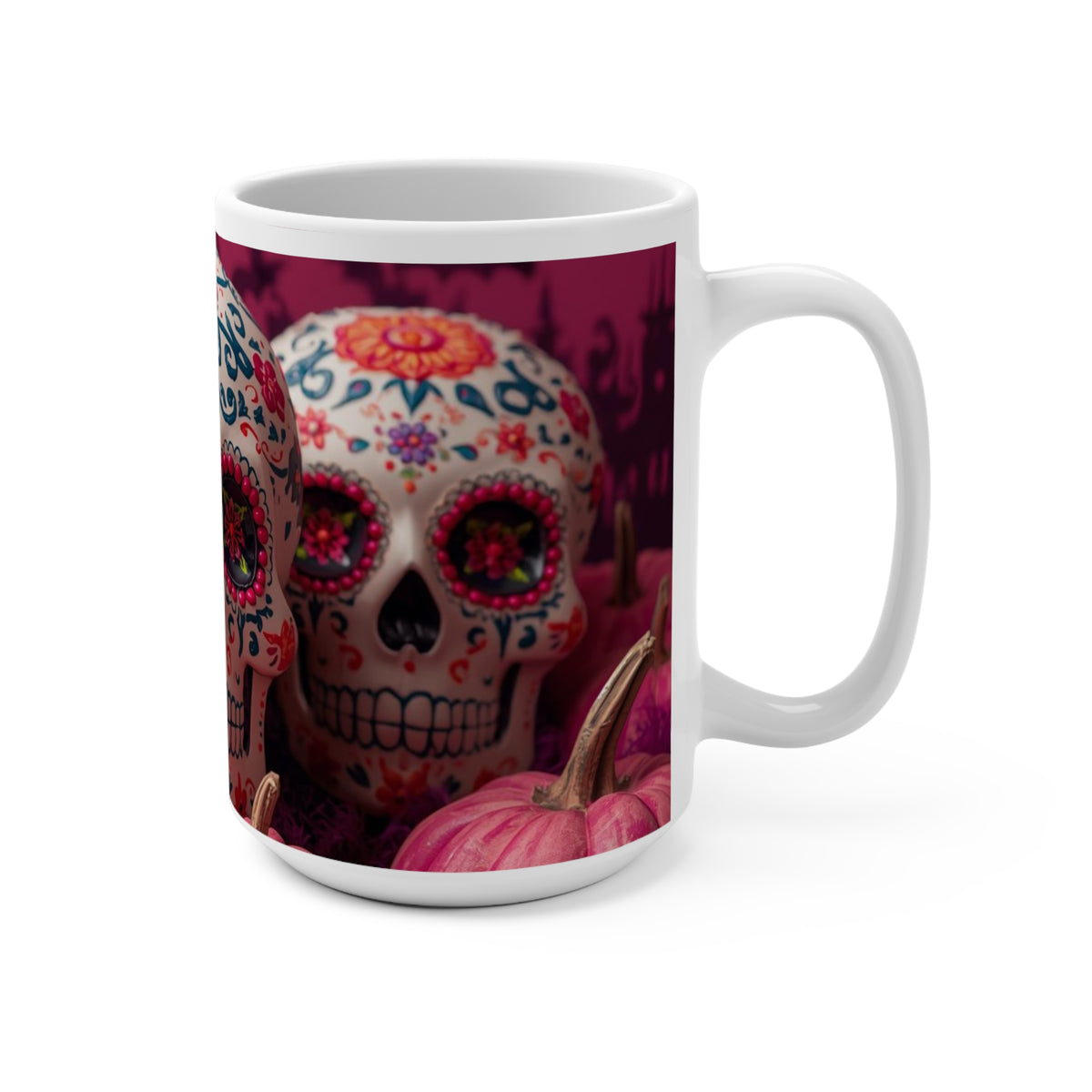 Day of the Dead Mug, Skull Decor, Halloween Gift, Floral Coffee Cup, Sugar Skull Mug, Unique Home Decor