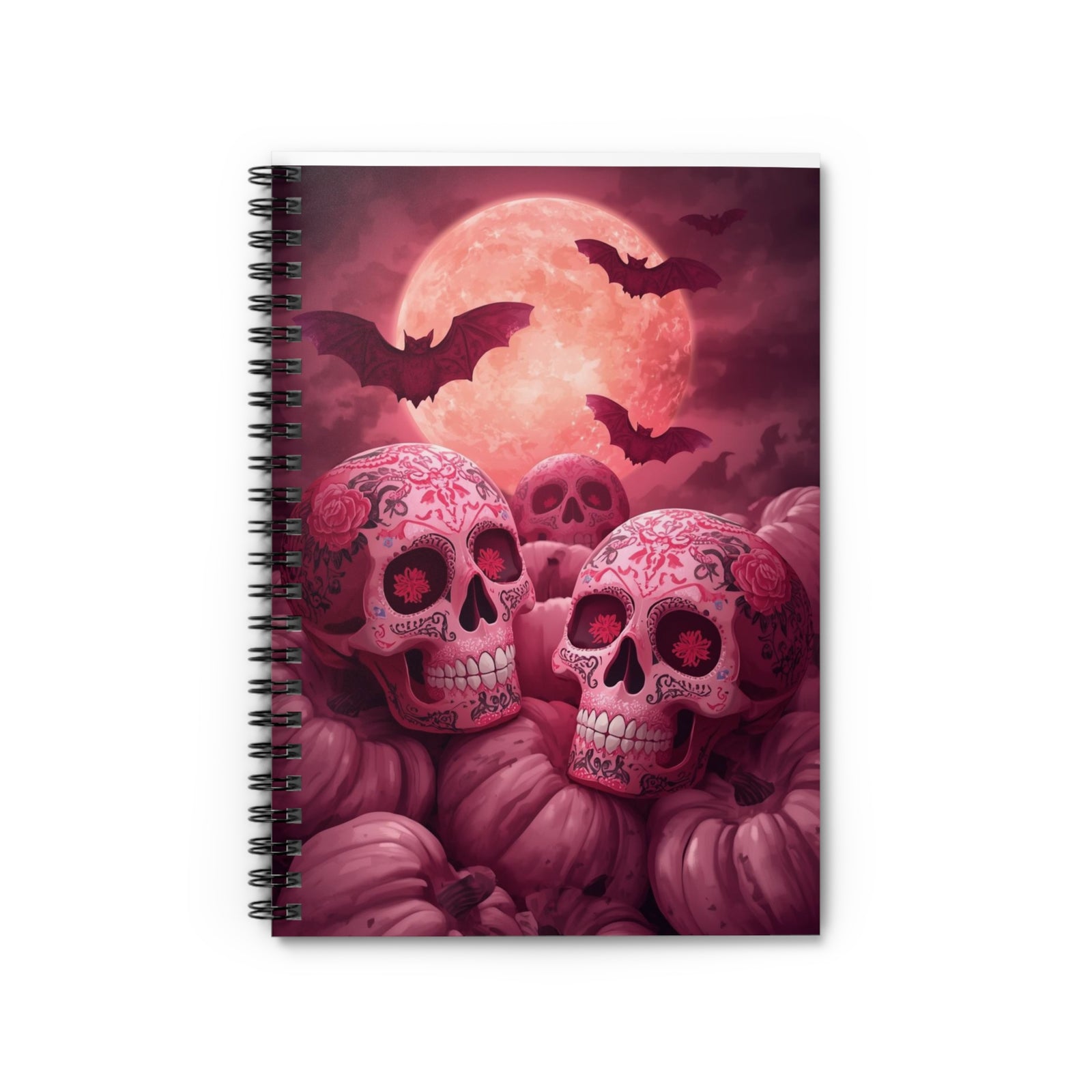 Spooky Skull Spiral Notebook | Gothic Journal, Halloween Gift, Ruled Pages, Pumpkin Decor, Artistic Stationery