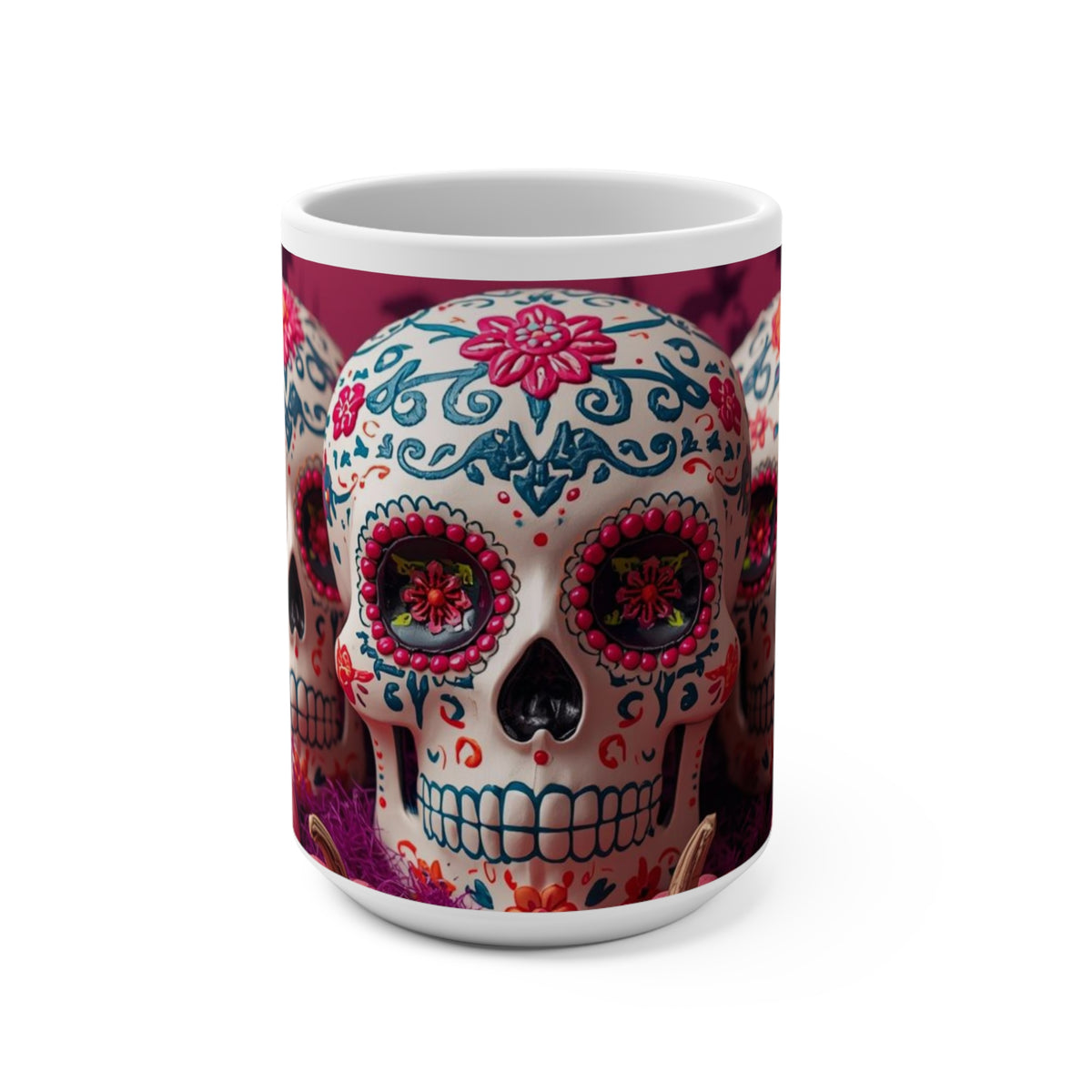 Day of the Dead Mug, Skull Decor, Halloween Gift, Floral Coffee Cup, Sugar Skull Mug, Unique Home Decor