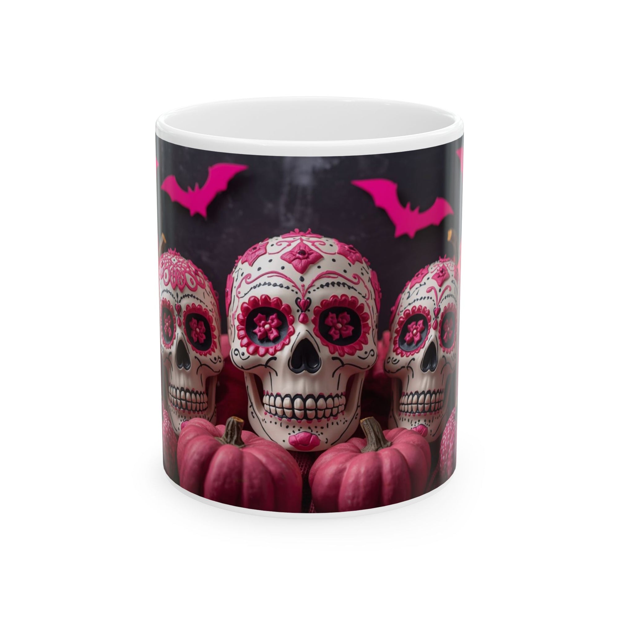 Day of the Dead Ceramic Mug, Halloween Coffee Cup, Sugar Skull Drinkware, Unique Gift for Halloween, Spooky Home Décor