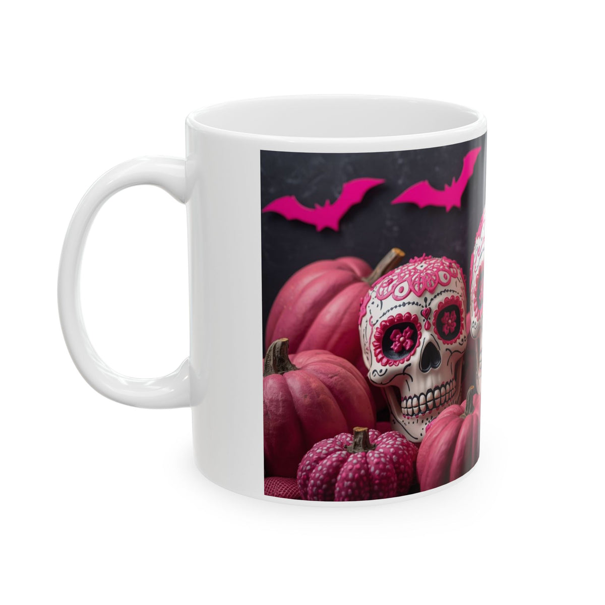 Day of the Dead Ceramic Mug, Halloween Coffee Cup, Sugar Skull Drinkware, Unique Gift for Halloween, Spooky Home Décor