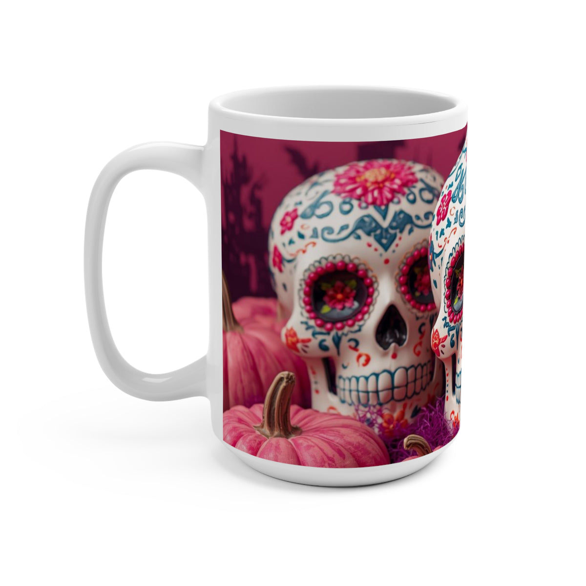 Day of the Dead Mug, Skull Decor, Halloween Gift, Floral Coffee Cup, Sugar Skull Mug, Unique Home Decor