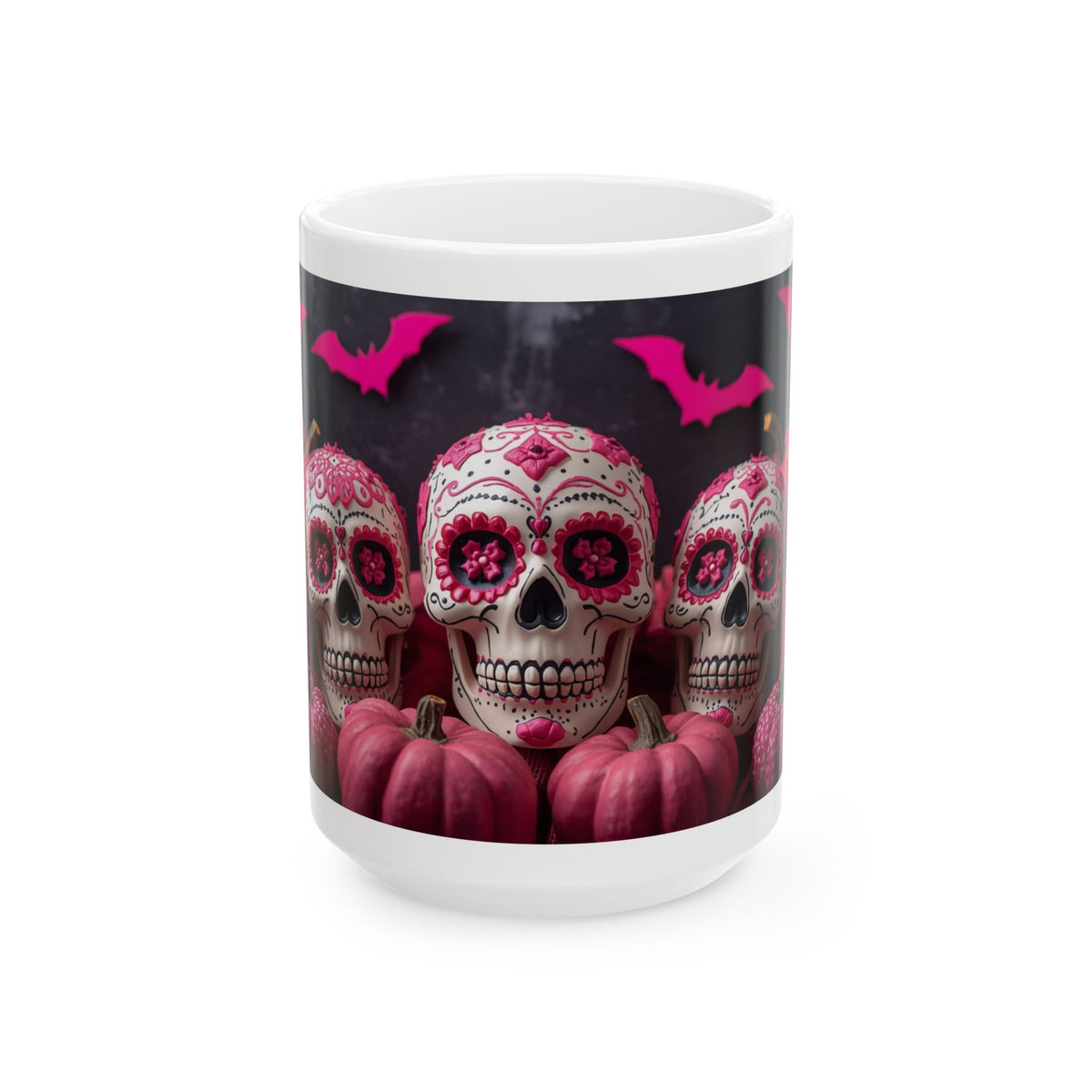 Day of the Dead Ceramic Mug, Halloween Coffee Cup, Sugar Skull Drinkware, Unique Gift for Halloween, Spooky Home Décor