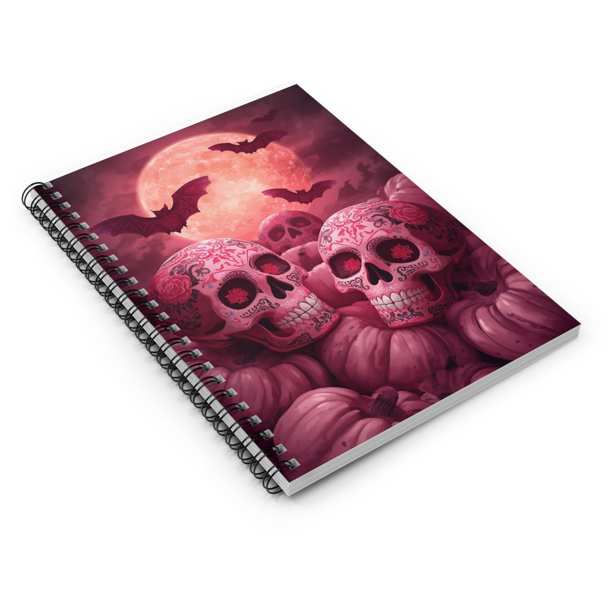 Spooky Skull Spiral Notebook | Gothic Journal, Halloween Gift, Ruled Pages, Pumpkin Decor, Artistic Stationery