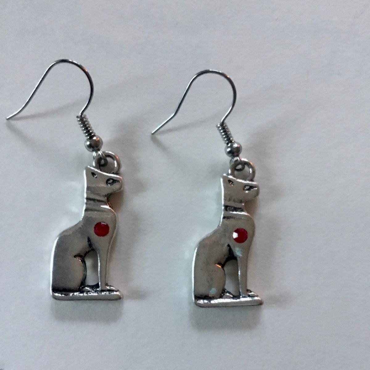 Bastet Cat Earrings, Kemet Jewelry, Egyptian Jewelry, Ancient Kemet, Earrings Silver Tone, Cat Earrings, Goddess