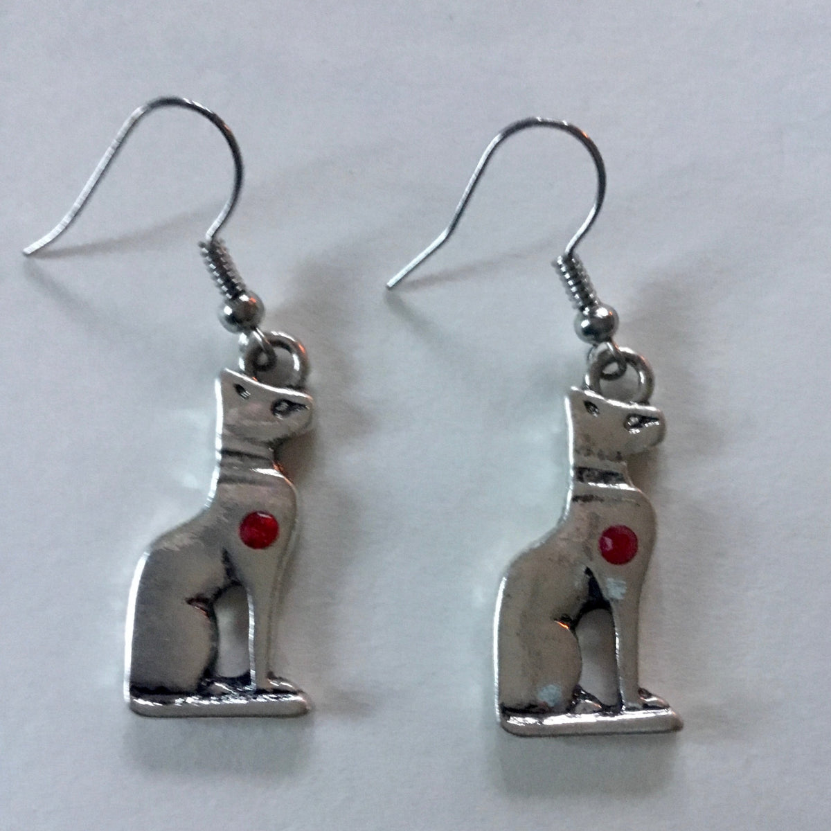 Bastet Cat Earrings, Kemet Jewelry, Egyptian Jewelry, Ancient Kemet, Earrings Silver Tone, Cat Earrings, Goddess