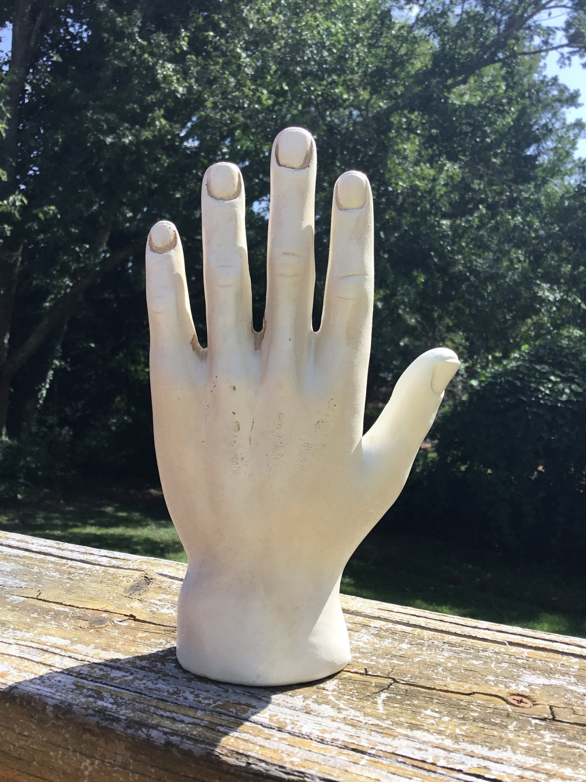 Chiromancy Hand Figurine, Palmistry Hand, White Rustic