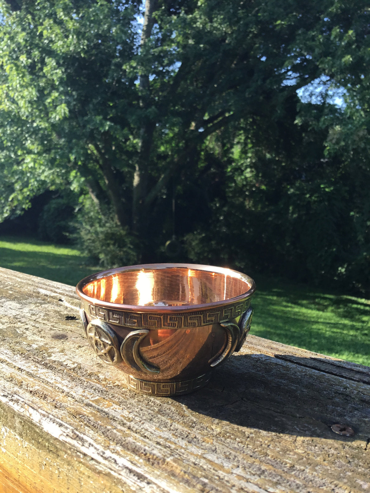 Triple Moon Copper Bowl, Smudging Bowl, Copper Offering ,Altar Bowl, Offering Bowl