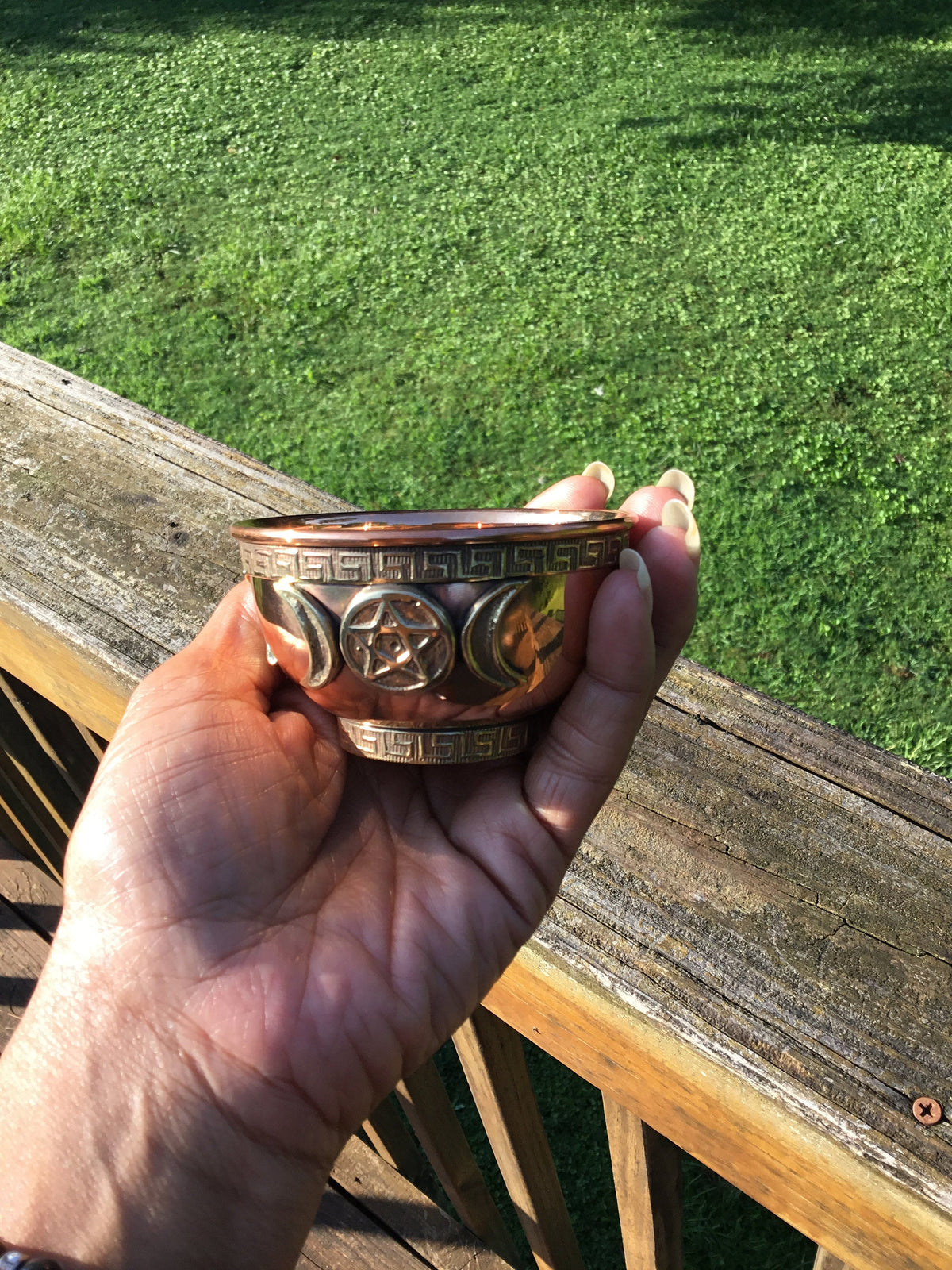 Triple Moon Copper Bowl, Smudging Bowl, Copper Offering ,Altar Bowl, Offering Bowl