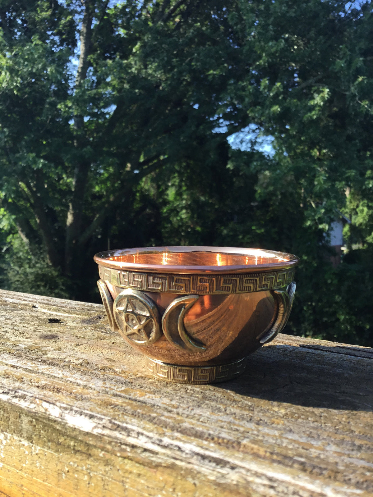 Triple Moon Copper Bowl, Smudging Bowl, Copper Offering ,Altar Bowl, Offering Bowl