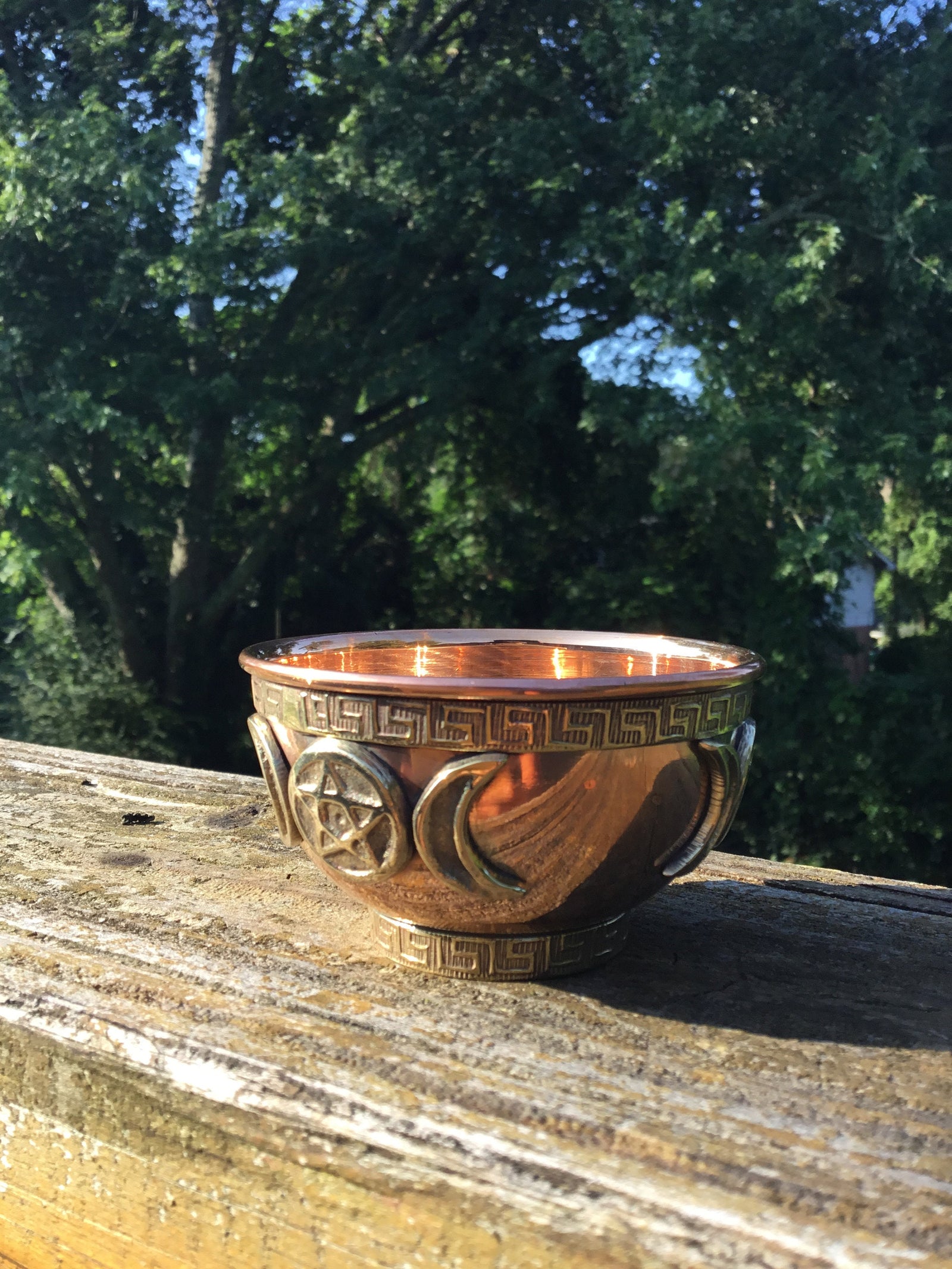 Triple Moon Copper Bowl, Smudging Bowl, Copper Offering ,Altar Bowl, Offering Bowl