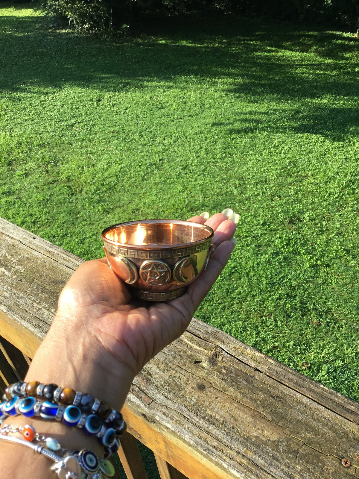 Triple Moon Copper Bowl, Smudging Bowl, Copper Offering ,Altar Bowl, Offering Bowl